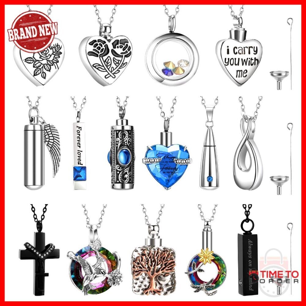15 Pcs Stainless Steel Urn Necklace Keepsake Cremation Jewelry Locket